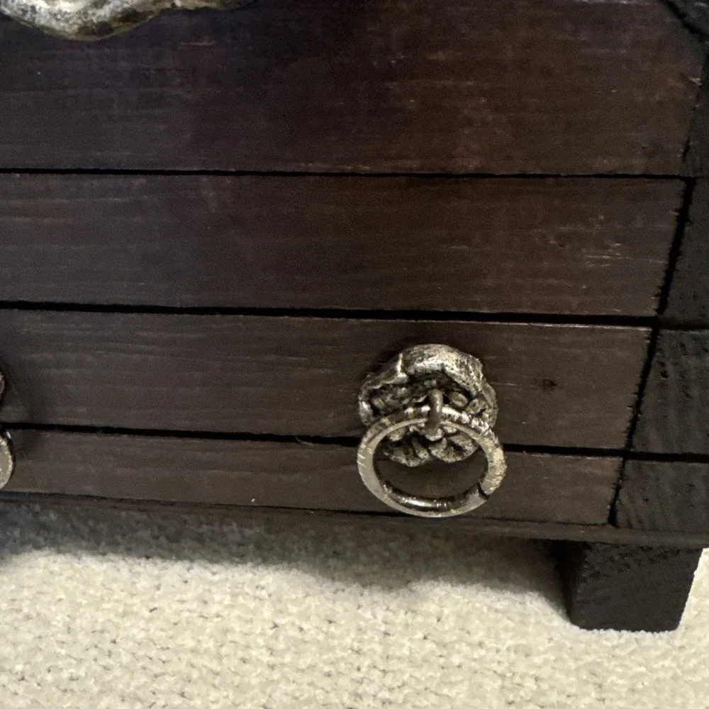 Vintage Wooden Treasure Chest Pirate Trinket Keepsake Storage Box 12